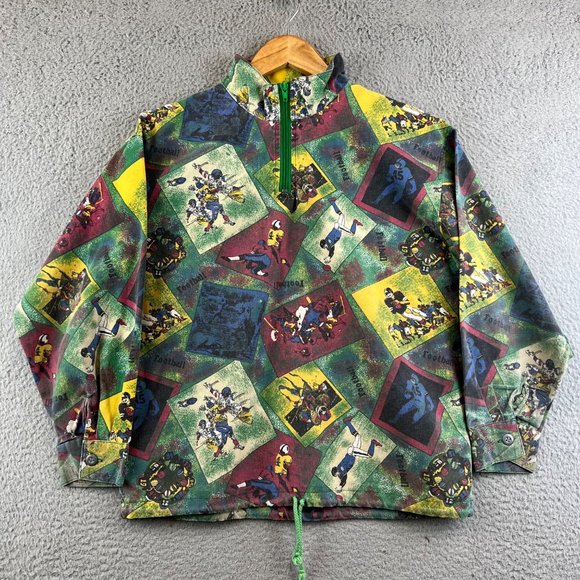 Vintage 1980s Youth Boy BYO Byo Boy American football all over print shirt Mediu - Picture 1 of 9